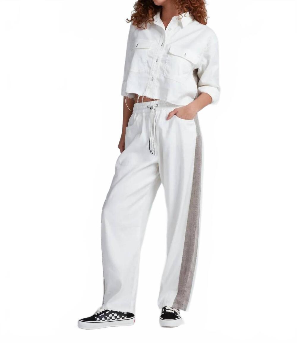 NEW ASKK NY cancun pants in ivory herringbone